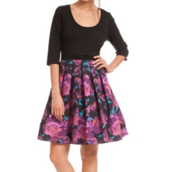 $148 Plenty by Tracy Reese Eliza Dress Scoop Neck Floral Pleated Skirt Size 6 - Picture 1 of 7